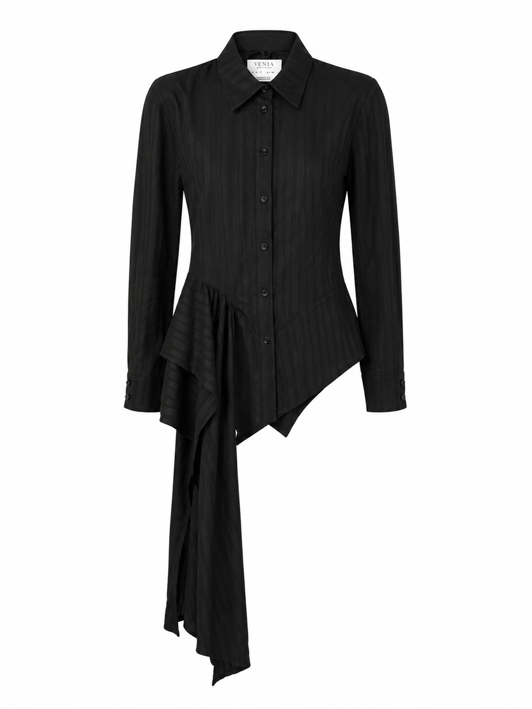 ISOLDE DRESS SHIRT IN BLACK COTTON STRIPE